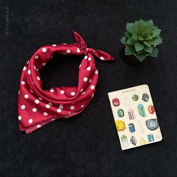 Square Scarf Red + White Dots - Picture 7 of 7